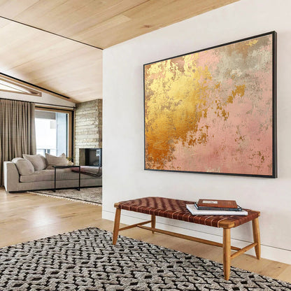 Pink & Gold Textured Art for Elegant Bedroom & Luxury Spa SC480
