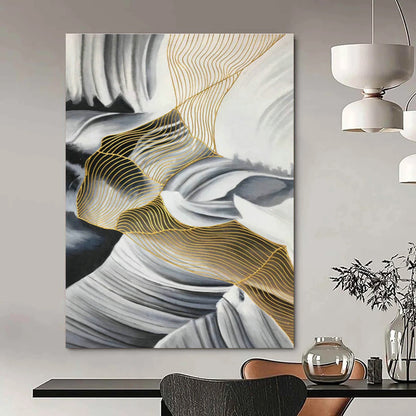 Gold - Line Landscape Abstract Art for Living Room & Foyer DLZ0541