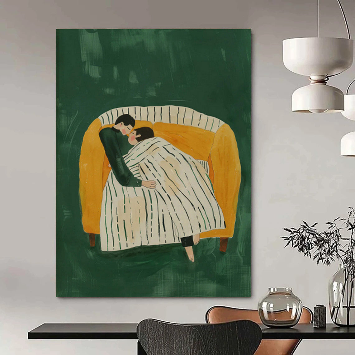 Couple on Sofa Art for Romantic Living Room & Anniversary Gift Space DLZ0706