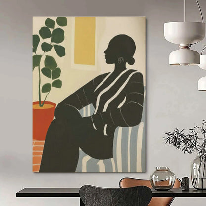 Silhouette with Plant Art for Mid - Century Modern Home & Wellness Space DLZ0697