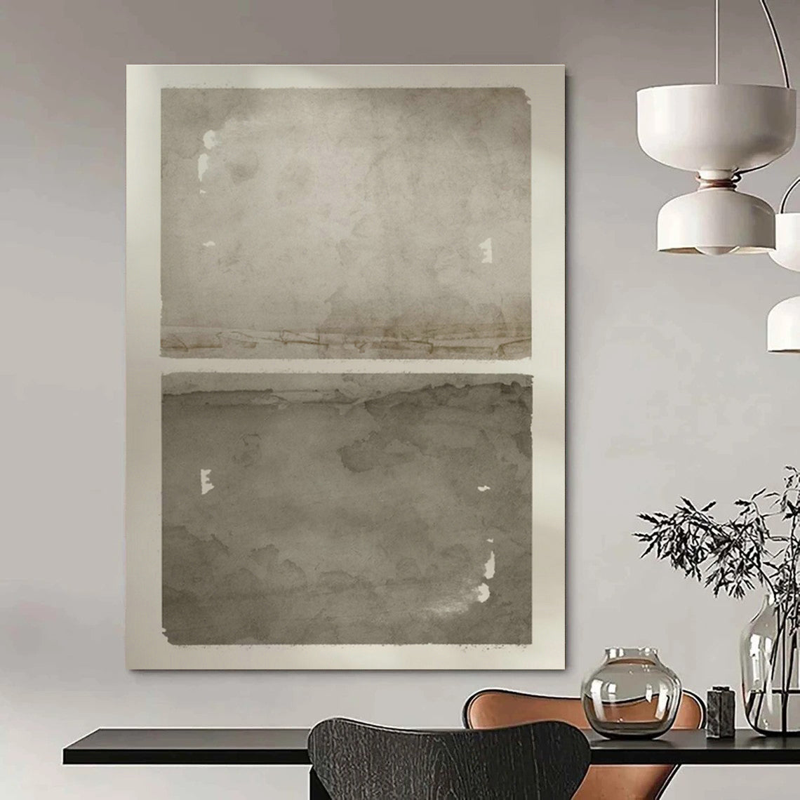 Dual - Tone Grey Textured Art for Modern Gallery & Monochrome Café DLZ1366
