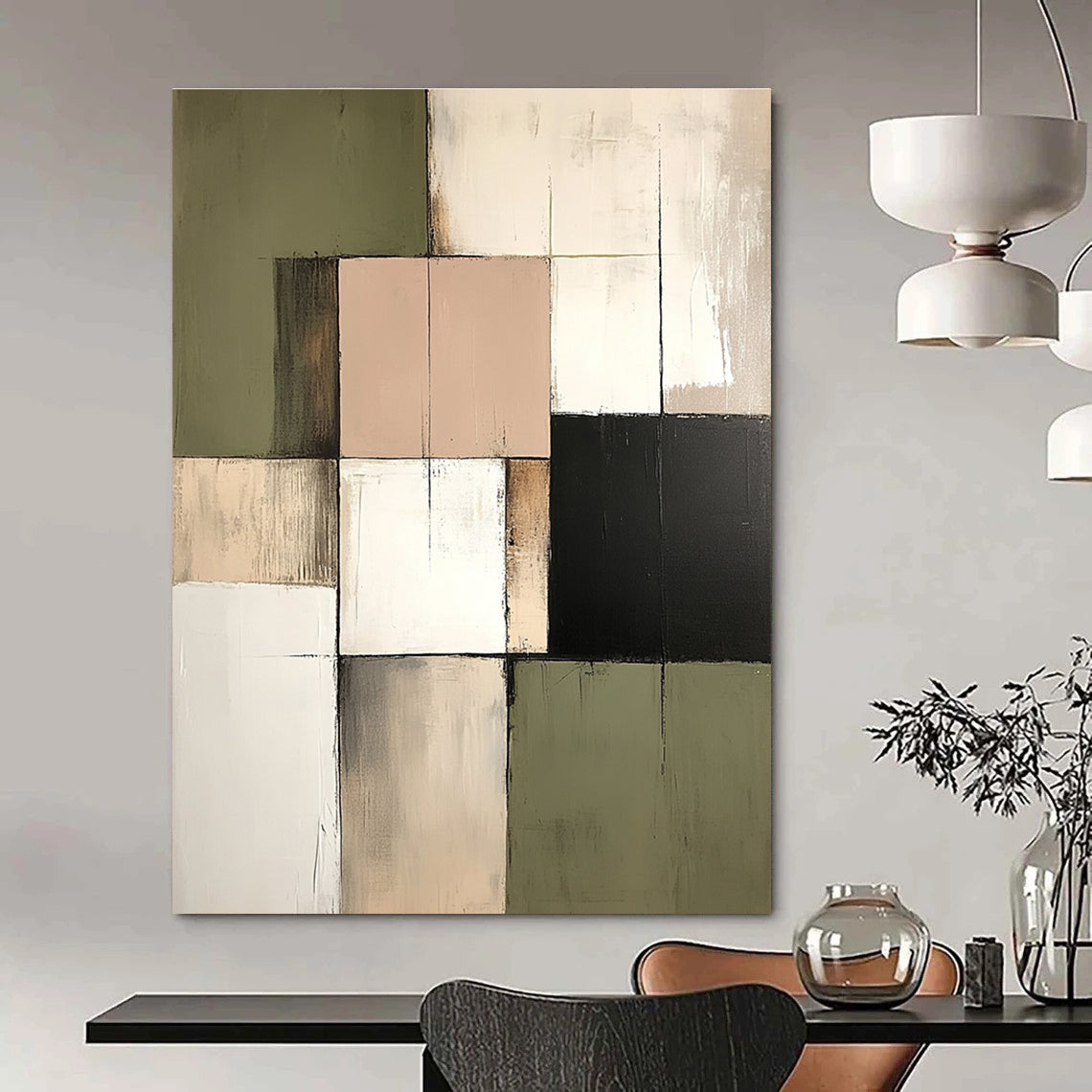 Muted Color Block Grid for Sophisticated Library & Minimalist Home Office STSC765