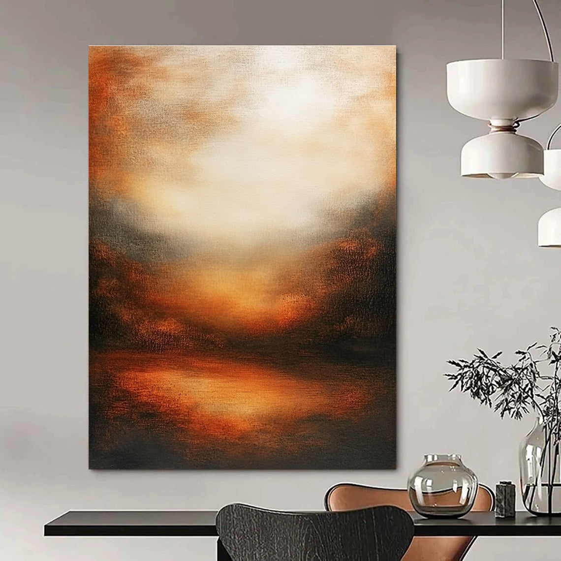 Warm Toned Abstract Sunset Art for Beachfront Resort Spa & Cozy Home Living Room STSC146