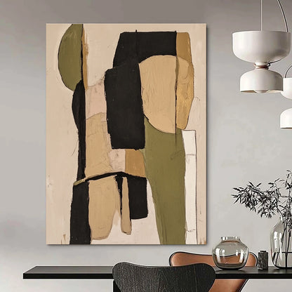 Green and Beige Collage Abstract for Rustic Home Office & Nature - Inspired Café STSC481