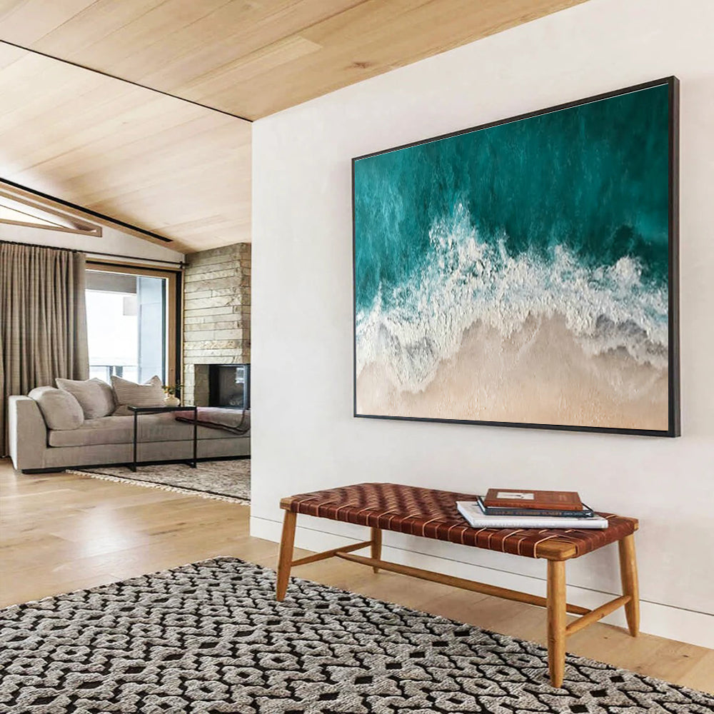 Aerial Ocean Wave & Beach Art for Coastal - Themed Vacation Rentals DLZ3083