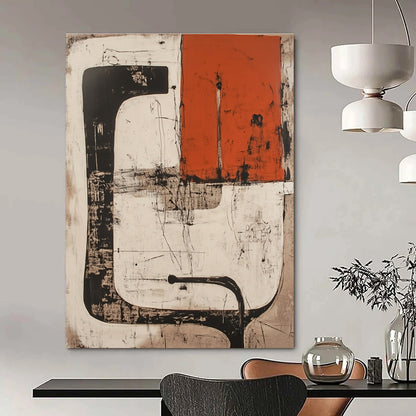 Black, White, and Orange Abstract for Contemporary Art Space & Urban - Chic Loft STSC845