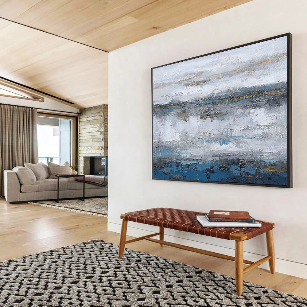 Gray - Blue - Gold Abstract for Luxury Hotel Lobby DLZ2993