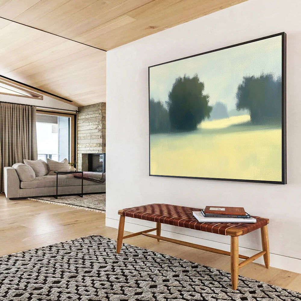 Foggy Field with Trees Art for Nature - Lover’s Bedroom & Rustic - Style Café SC498
