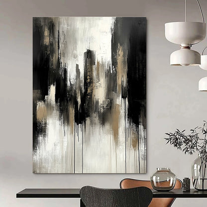 Monochrome Cityscape Drip for Modern Office Lobby & Art - Themed Home STSC250