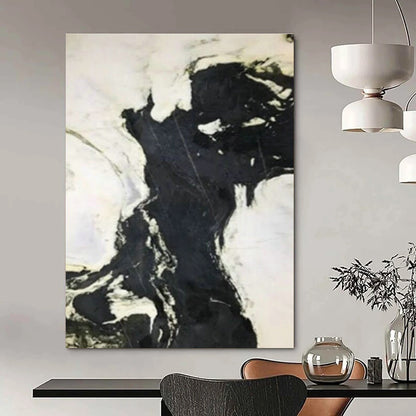 Minimalist Black and White Ink Abstract Art for Zen - Inspired Home Office & Contemporary Art Studio DLZ1612