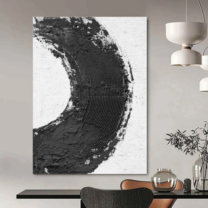 Black - White Circular Texture Art for Modern Lounge & Art - Themed Bar DLZ2375