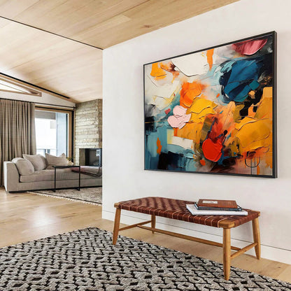 Color Block Abstract Art for Contemporary Office Break Room Walls DLZ3215