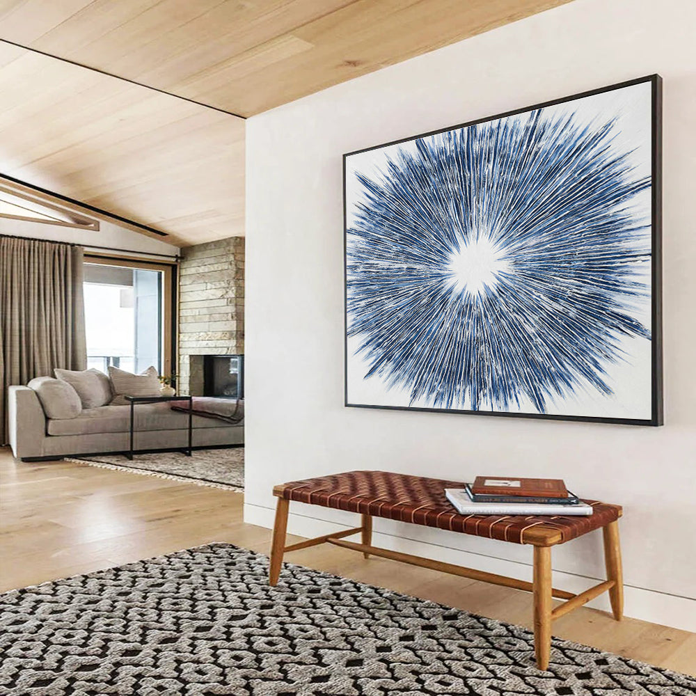 Blue Radial Abstract Art for Contemporary Office Reception Desks DLZ2596