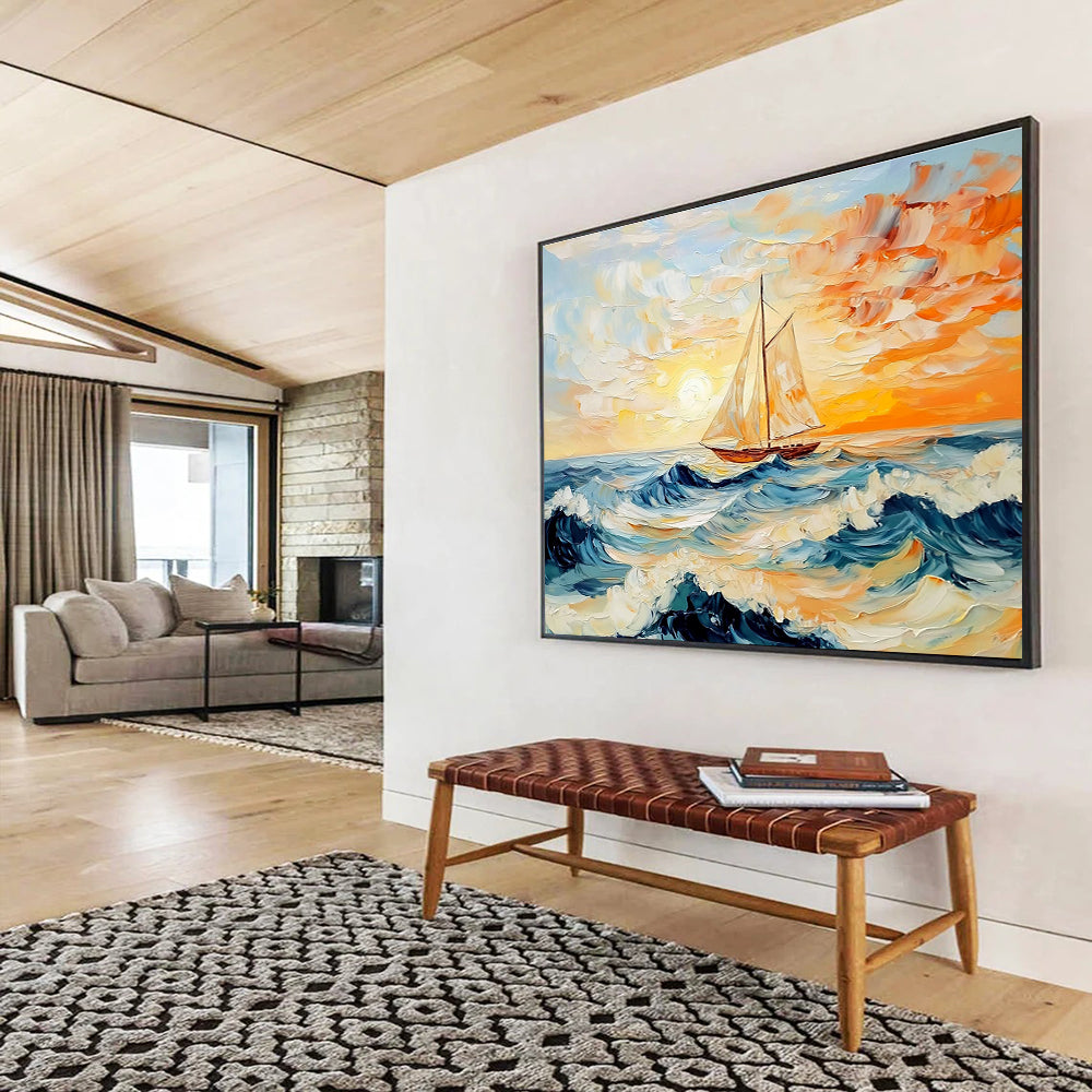 Sailboat at Sunset Art for Yacht Club & Sailing Enthusiast’s Home SC419