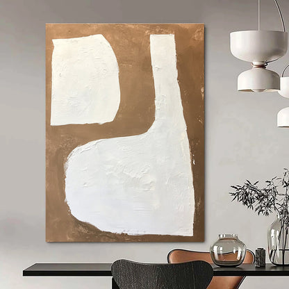 White Shapes on Brown Abstract Geometric Art for Modern Home Lobby & Avant - Garde Home Library STSC1484