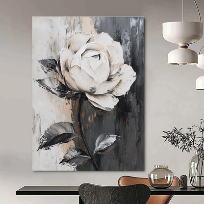 Textured White Rose on Gray for Romantic Bedroom & Luxury Hotel Suite STSC522