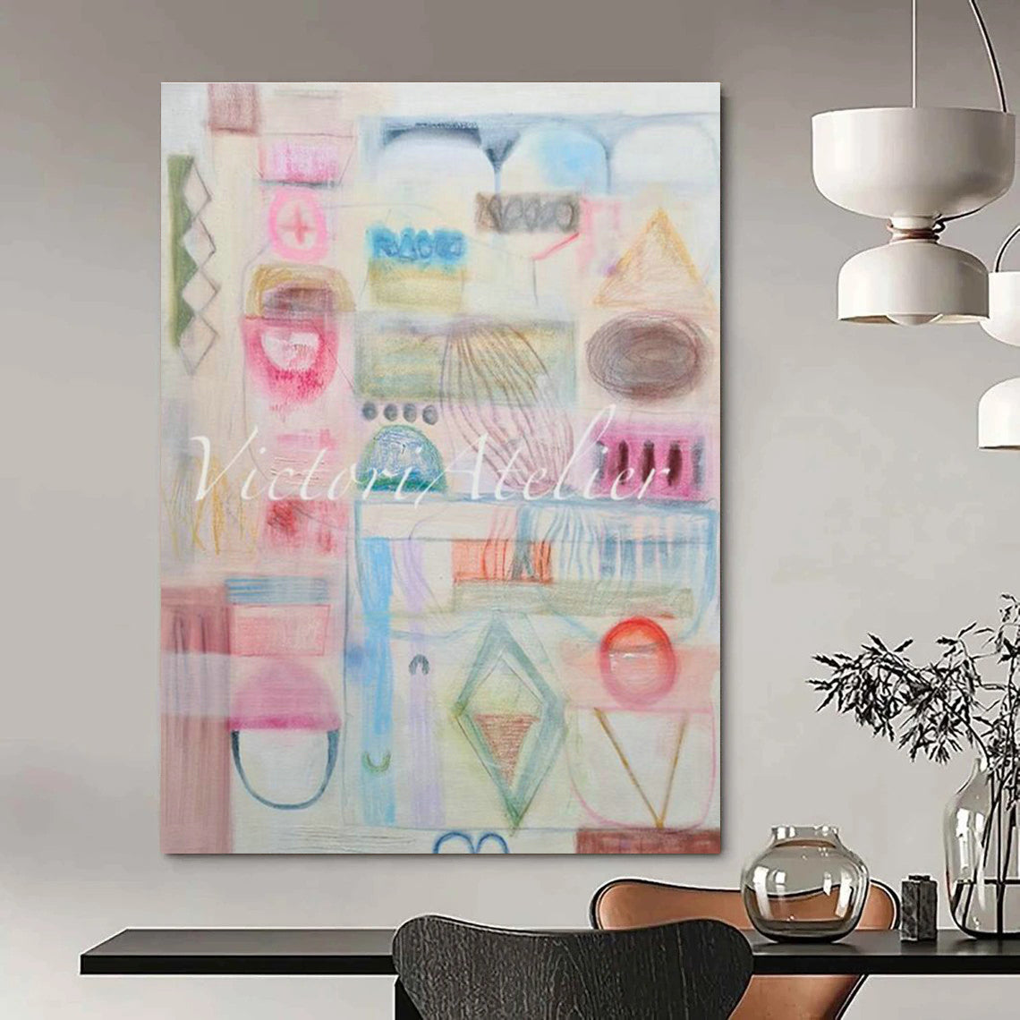 Pink - Toned Geometric Art for Scandinavian - Style Nursery Walls DLZ0091