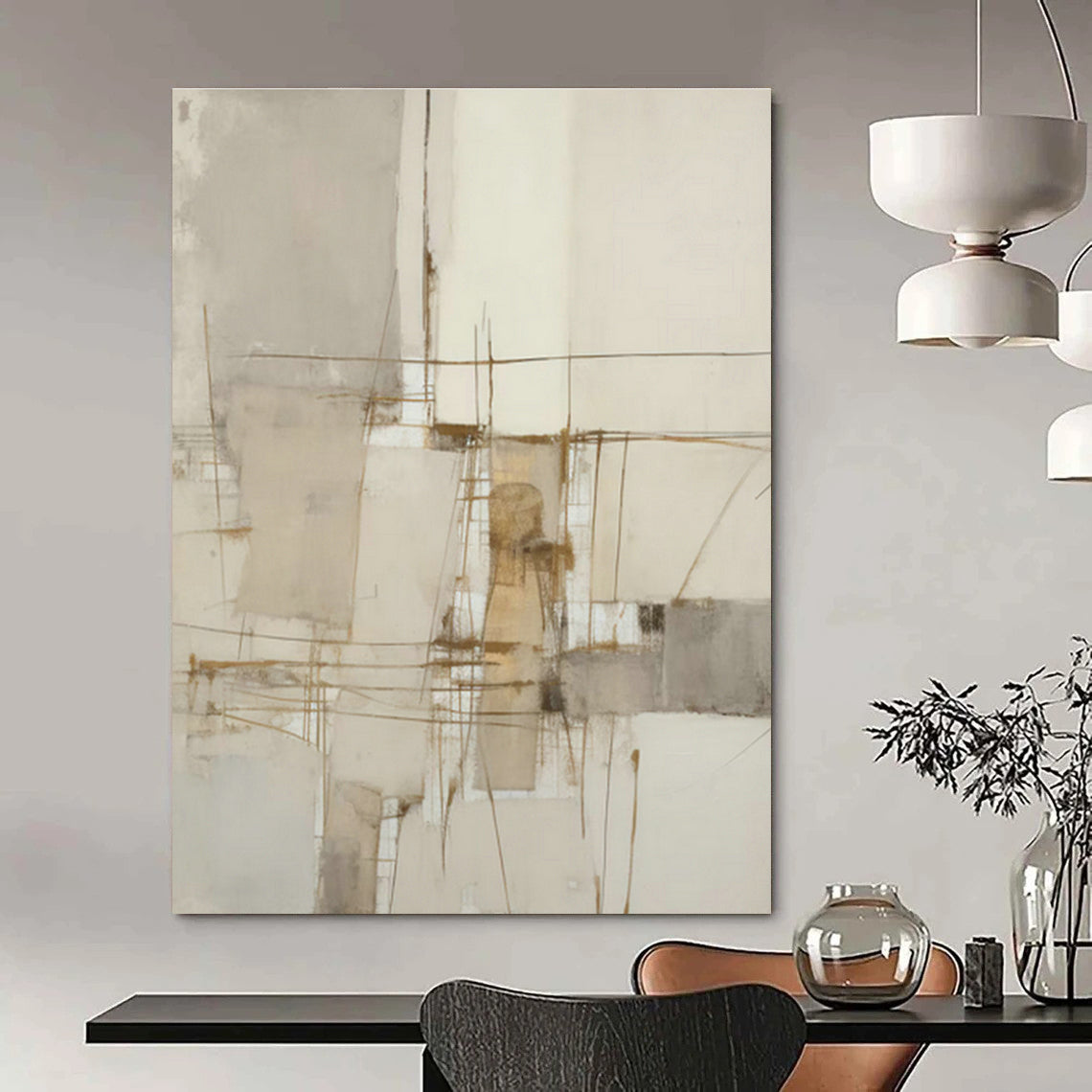 Linear Minimalist Abstract Art for Scandinavian Home & Modern Library DLZ1316