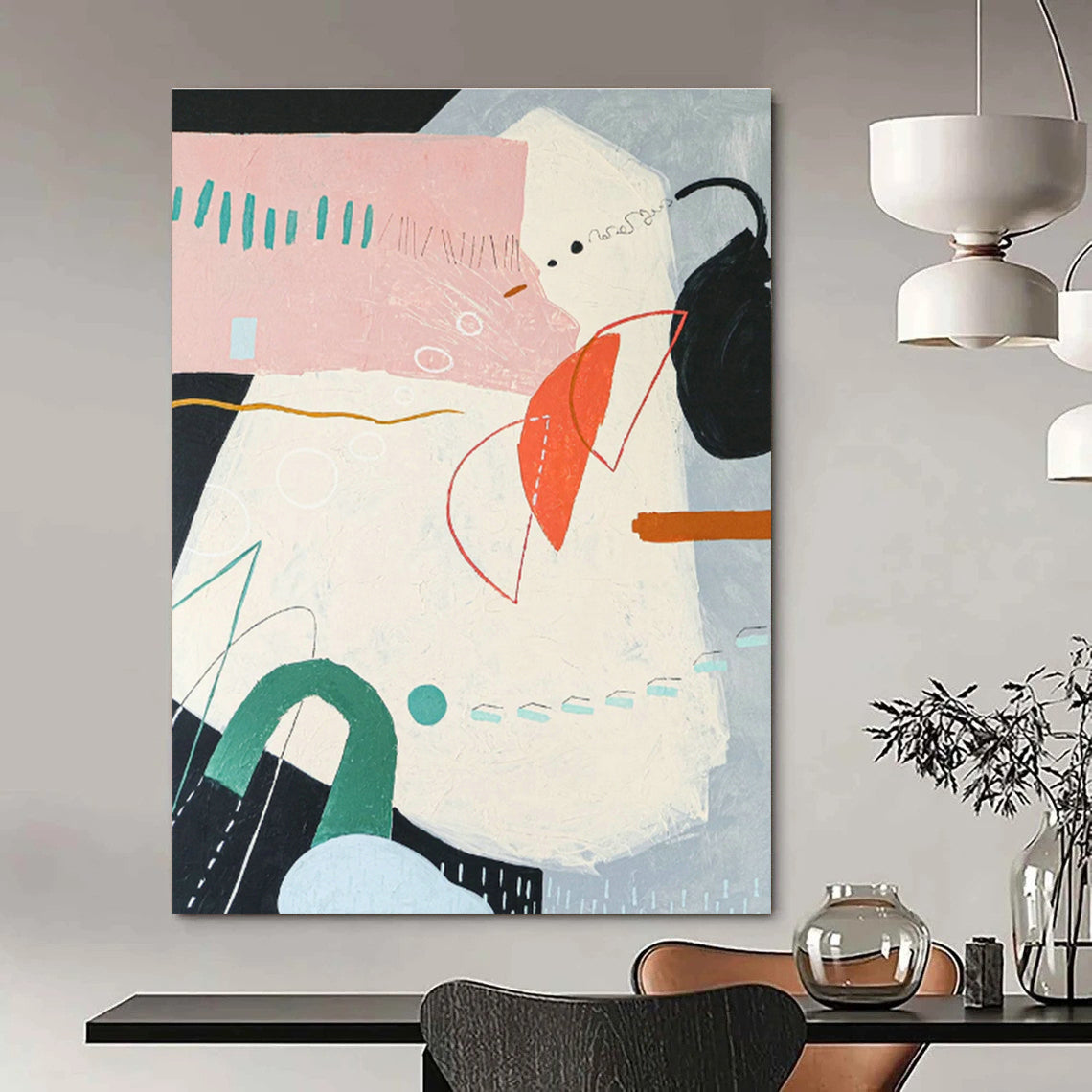 Pastel Geometric Abstract Art for Boho - Chic Home & Creative Studio DLZ1109