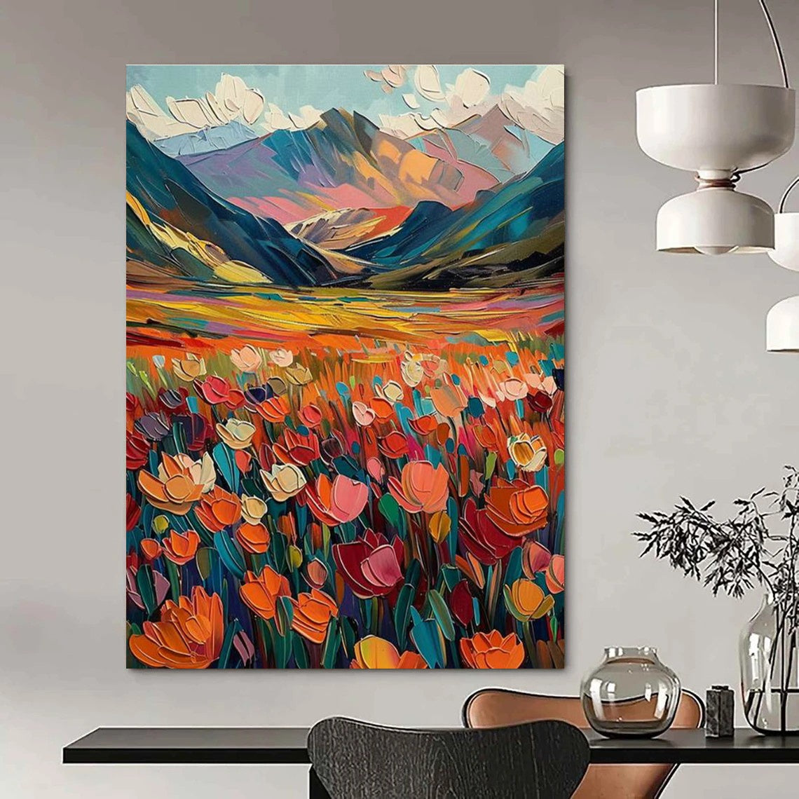 Colorful Mountain Field Art for Ski Lodge & Adventure Café DLZ2297