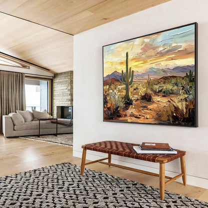 Desert Cactus Sunset Art for Southwest - Themed Hotel Lobby Displays DLZ3192