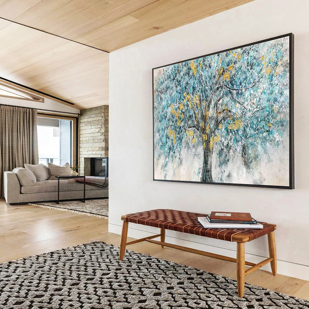Blue - Gold Tree Art for Bohemian - Style Home Office Creative Corners DLZ3273