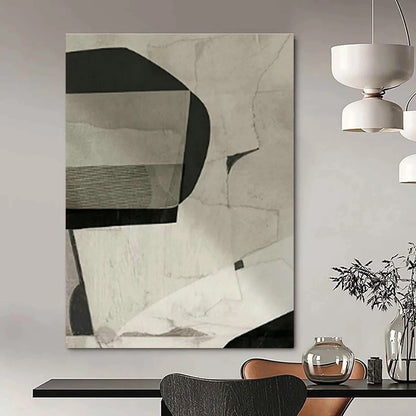Black - White Geometric Abstract for Modern Art Gallery Corridor & Minimalist Office Lounge DLZ0880