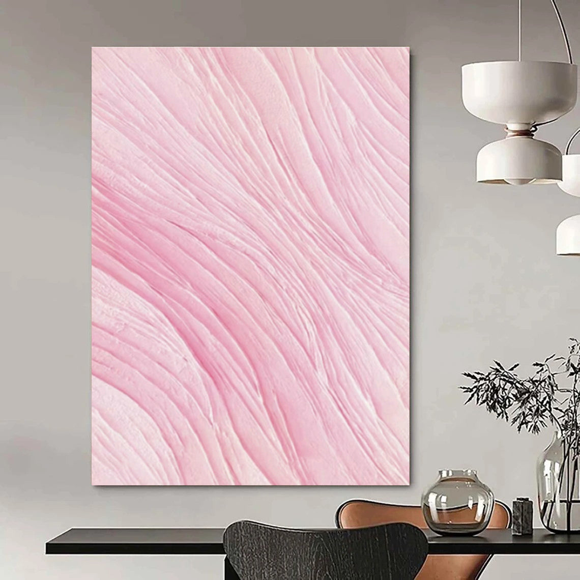 Pink Wavy Abstract Art for Bedroom & Beauty Salon DLZ0591
