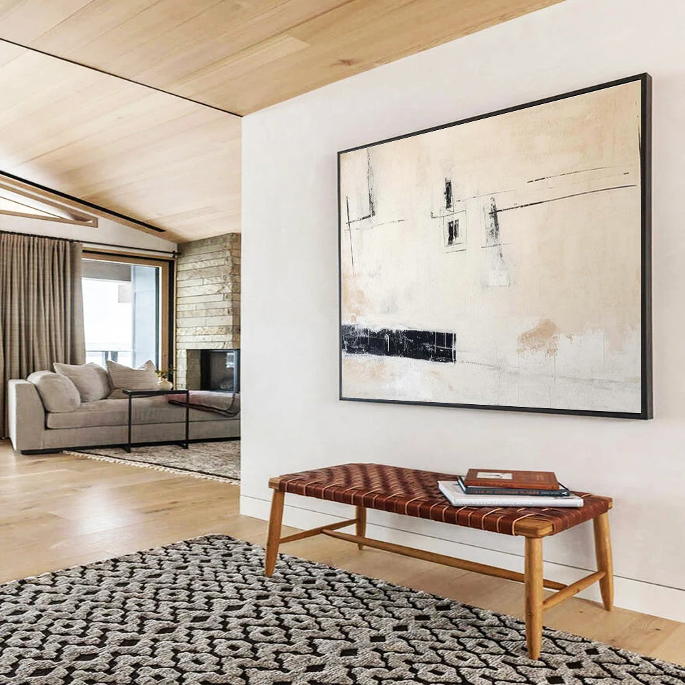 Minimalist Black - White Abstract Art for Scandinavian - Style Studies DLZ2480