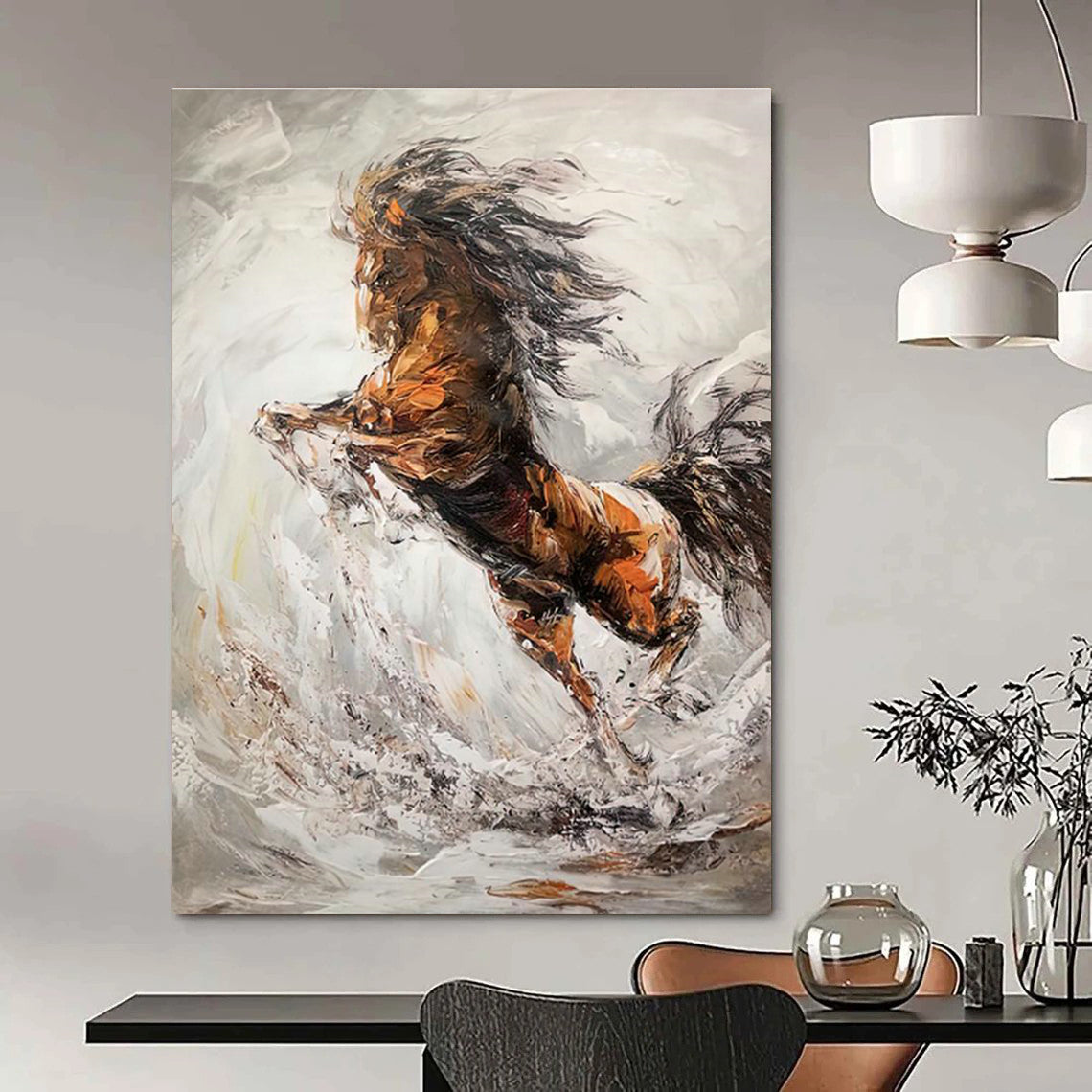 Rearing Horse Dynamic Art for Equestrian Club Lounge & Bold Home Office DLZ2131