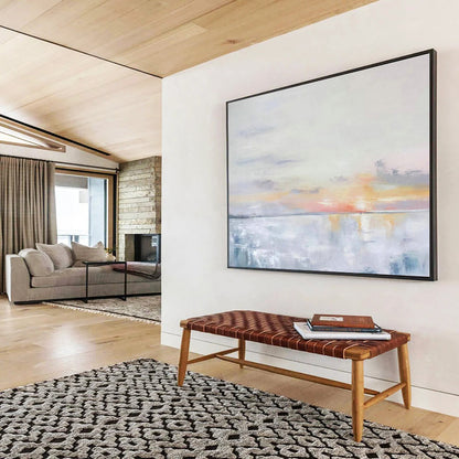 Soft - Toned Seaside Sunset Abstract Art for Minimalist Bedroom DLZ2804