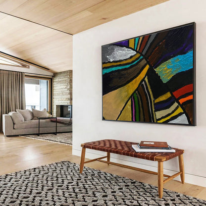 Energetic Colorful Striped Abstract Art for a Vibrant Hallway DLZ2397
