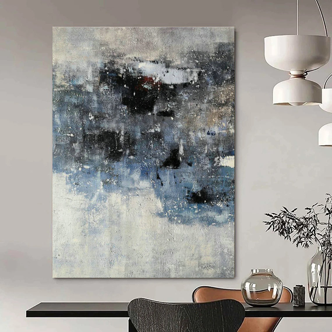 Blue - Grey Abstract Art for Living Room & Bedroom DLZ0549