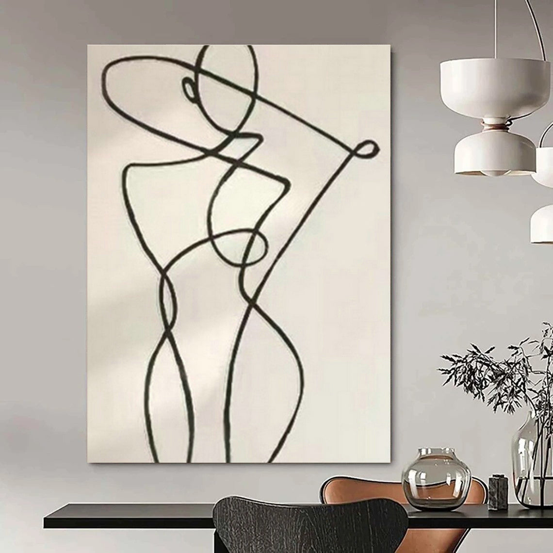 Continuous Line Figure Art for Modern Dance Studio & Minimalist Home DLZ2056