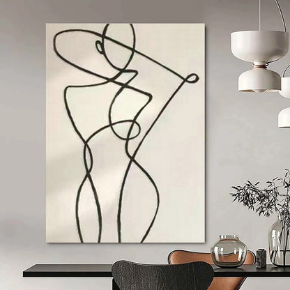 Continuous Line Figure Art for Modern Dance Studio & Minimalist Home DLZ2056