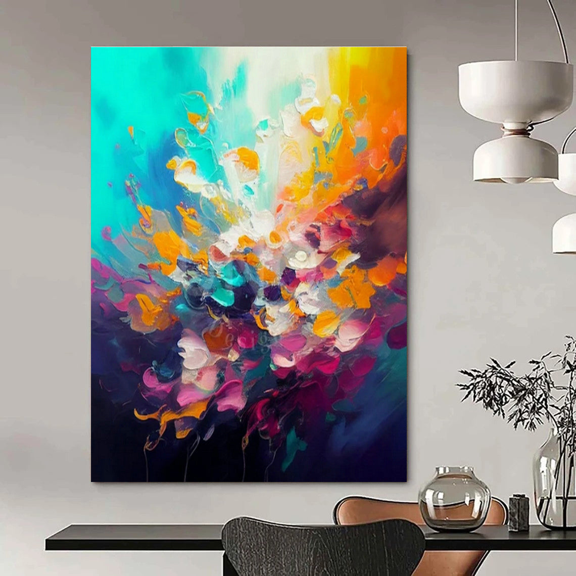 Colorful Burst Abstract Art for Modern Living Room & Art Gallery Exhibition DLZ1810