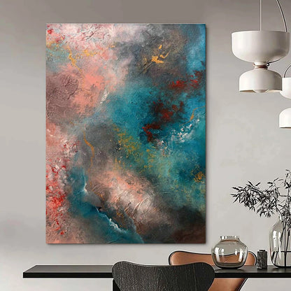 Pink - Blue Abstract Art for Coastal Home Living Room Corners DLZ0053