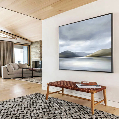 Misty Mountain Lake Art for Rustic Cabin Living Room & Serene Spa Meditation Room SC131