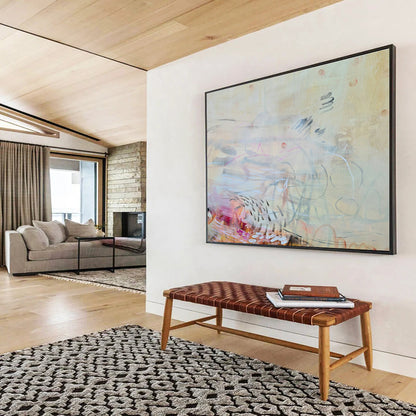 Beige - Yellow Line Abstract Art for Serene Home Offices DLZ2450
