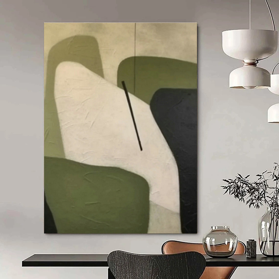 Green - White Geometric Abstract for Nordic - Style Living Room & Minimalist Office DLZ0900