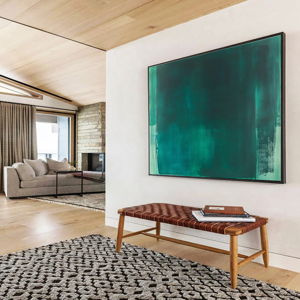 Teal Monochromatic Abstract Art for Contemporary Office & Art - Themed Lounge SC233