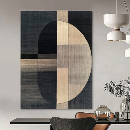 Geometric Black and Beige Art for Minimalist Home Office & Contemporary Art Gallery STSC1060