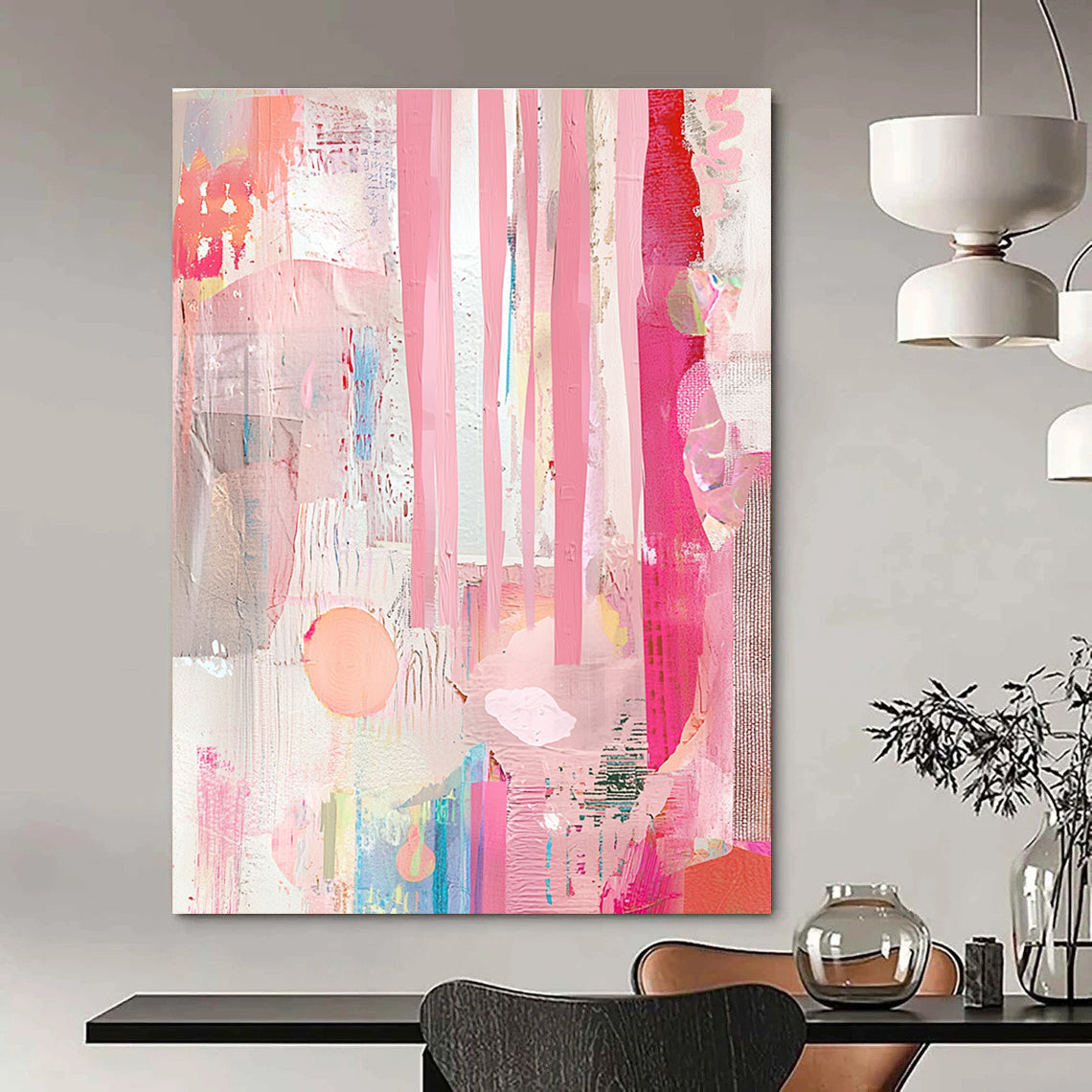 Pink Abstract Collage for Bohemian Bedroom & Creative Studio STSC1232