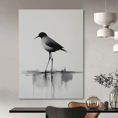 Ink Wash Bird for Zen Garden - Themed Home Office & Traditional Asian Art Gallery STSC911