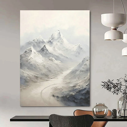 Snowy Mountain Abstract Art for Ski Chalet & Nature Lover’s Bedroom DLZ1271