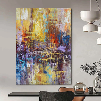 Colorful Cityscape Abstract for Trendy Rooftop Bar & Artistic Living Room DLZ0865