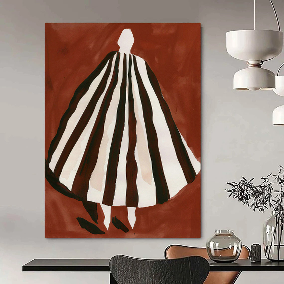 Figure in Striped Cloak Art for Avant - Garde Boutique & Theatrical Dressing Room DLZ0707