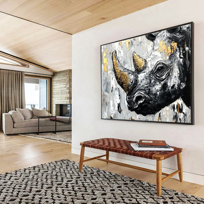Textured Rhino Portrait Art for Safari - Themed Lounge & Art - Driven Office SC151