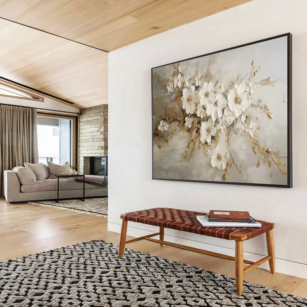 3D Floral Oil Painting for Elegant Bedroom Decor DLZ2634
