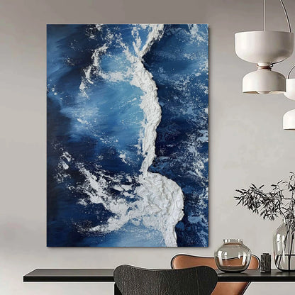 Blue - White Wave Abstract Art for Oceanfront Hotel & Home Office DLZ1133